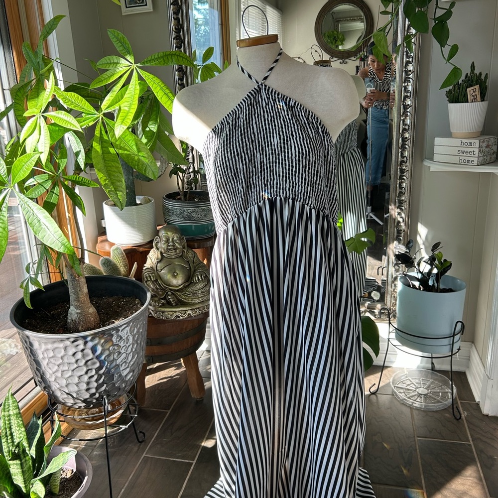 Grace Karin Black and White Striped Dress